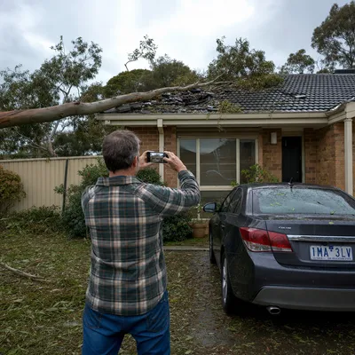 Photographing storm damage for an insurance claim in Gold Coast